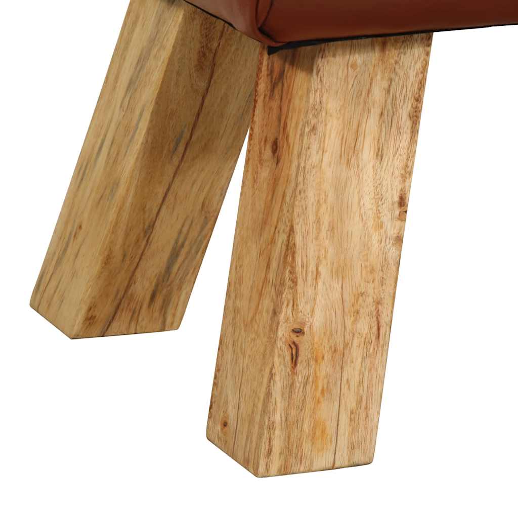 Banc de bok de gymnastique marron 110 cm cuir véritable et bois - XIOS