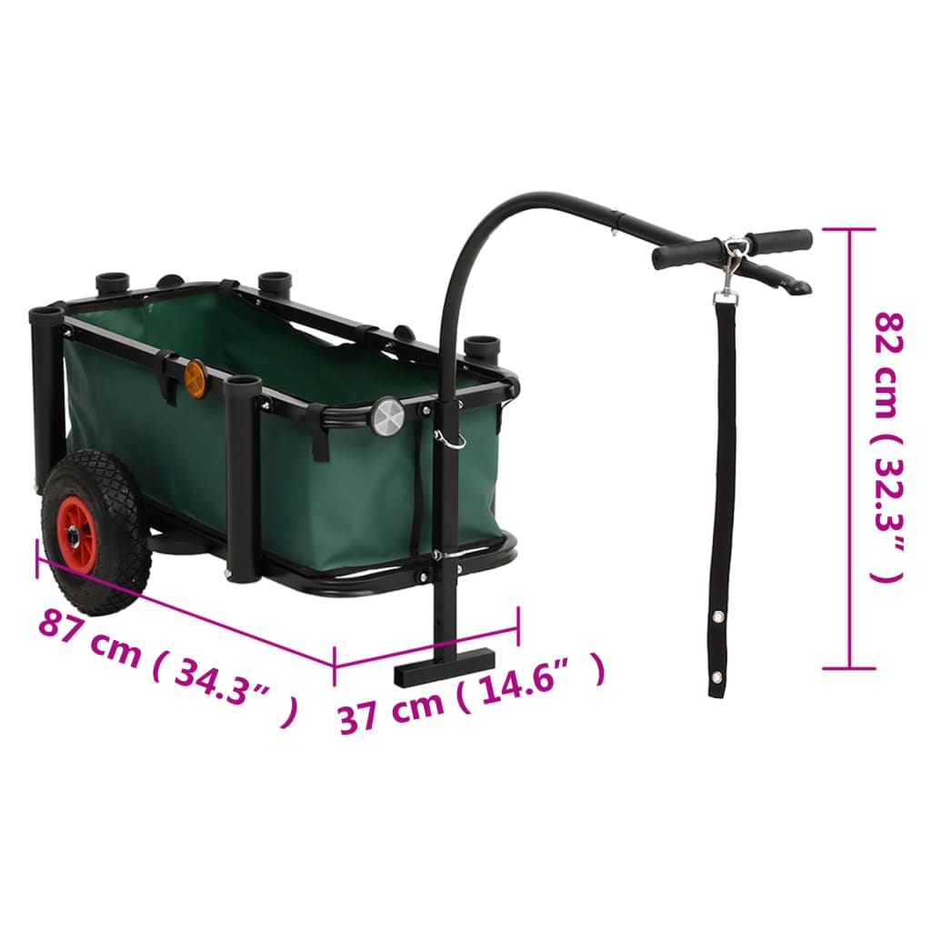 Chariot de pêche avec sac noir acier