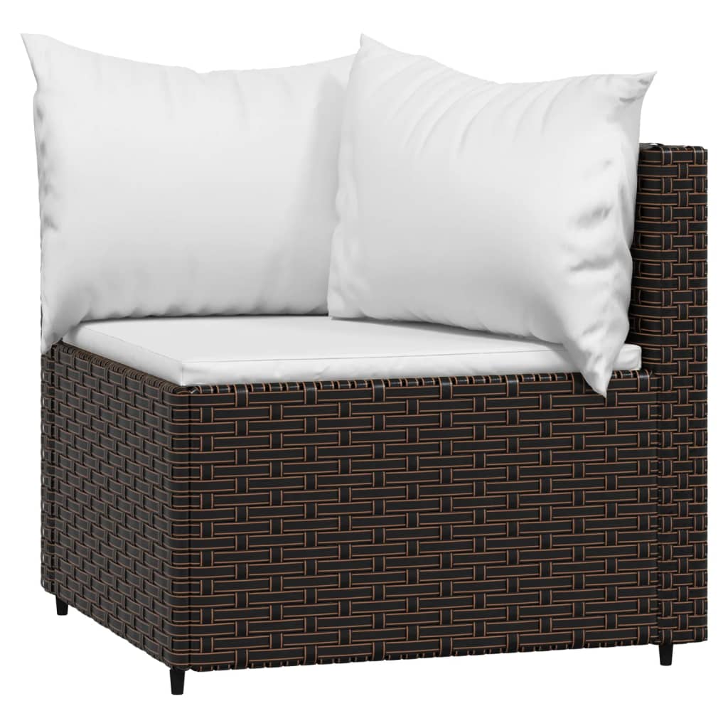 Salon de jardin 4 pcs avec coussins Marron Résine tressée