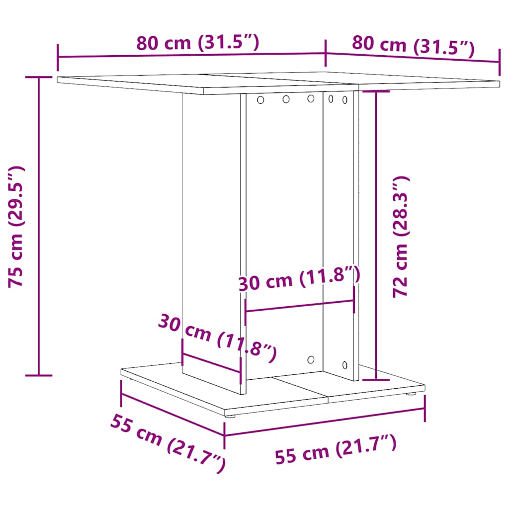 Table à dîner Chêne fumé 80x80x75 cm Bois d'ingénierie - XIOS