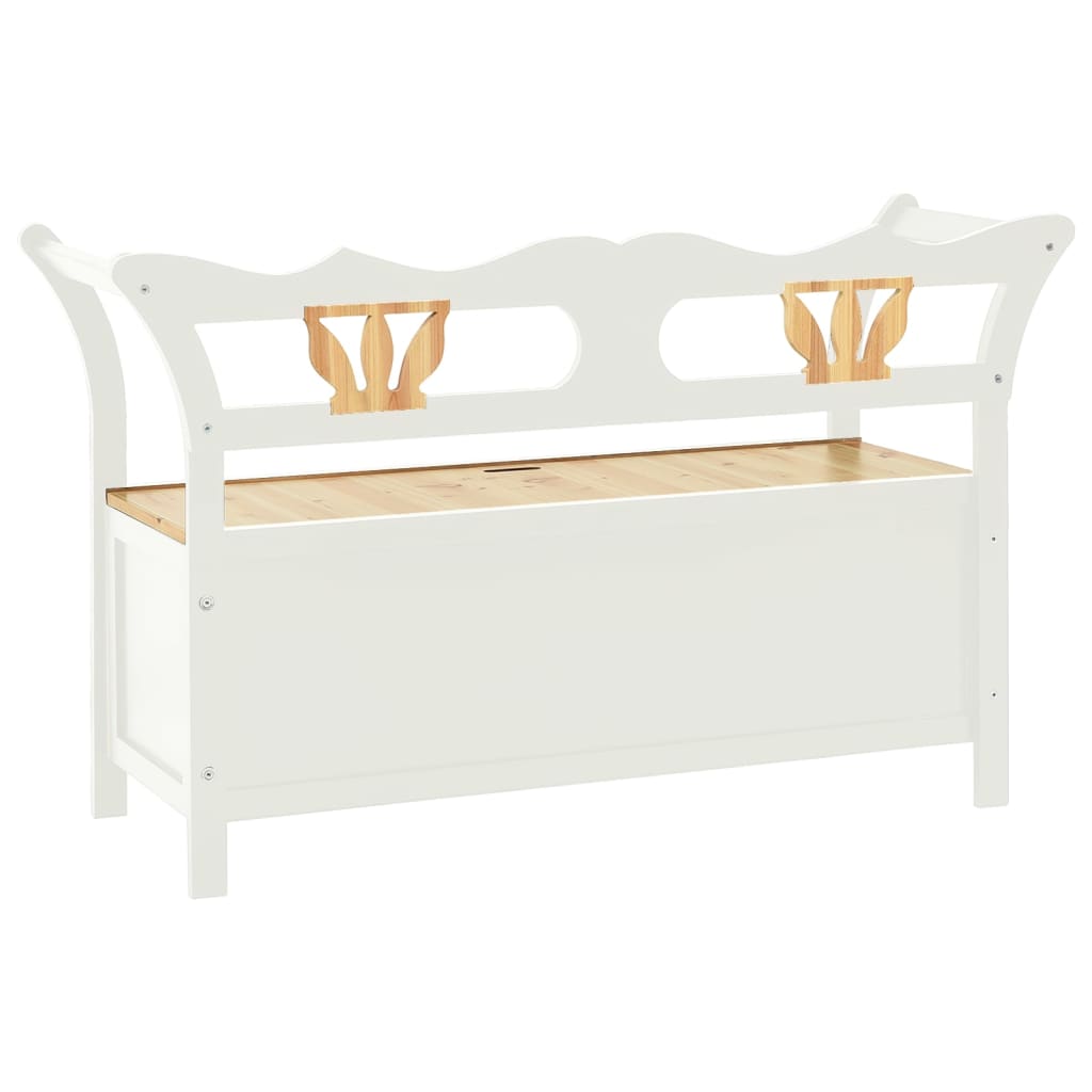 Banc Blanc 107x45x75,5 cm Bois de sapin solide - XIOS