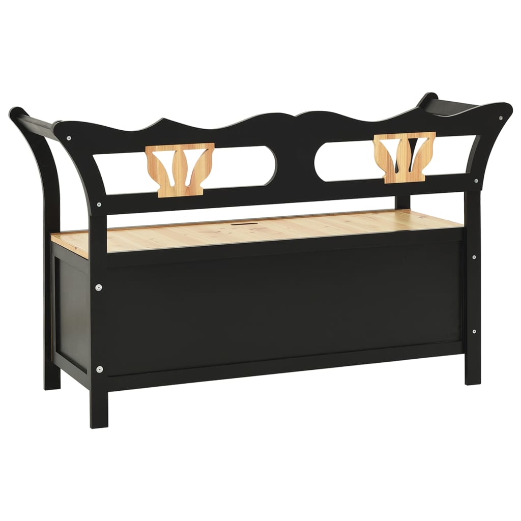 Banc Noir 107x45x75,5 cm Bois de sapin solide - XIOS