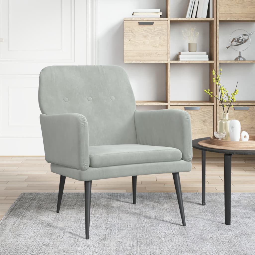 Fauteuil Gris clair 62x79x79 cm Velours - XIOS