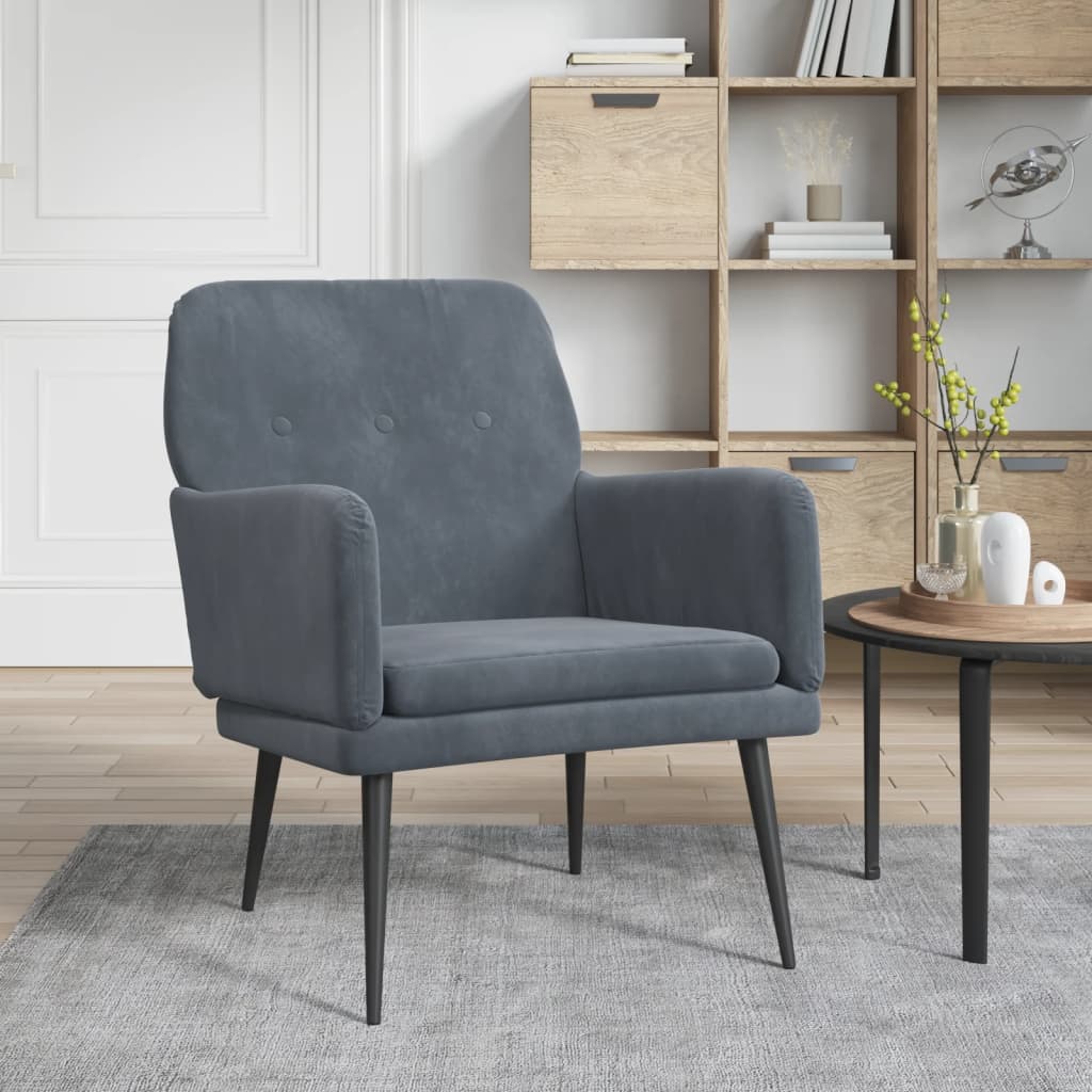 Fauteuil Gris foncé 62x79x79 cm Velours - XIOS