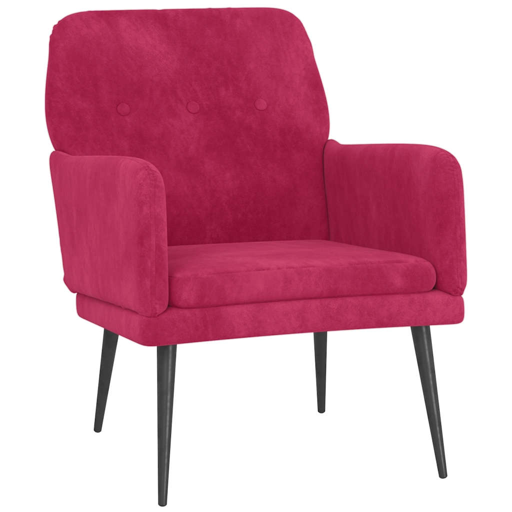 Fauteuil Rouge bordeaux 62x79x79 cm Velours - XIOS