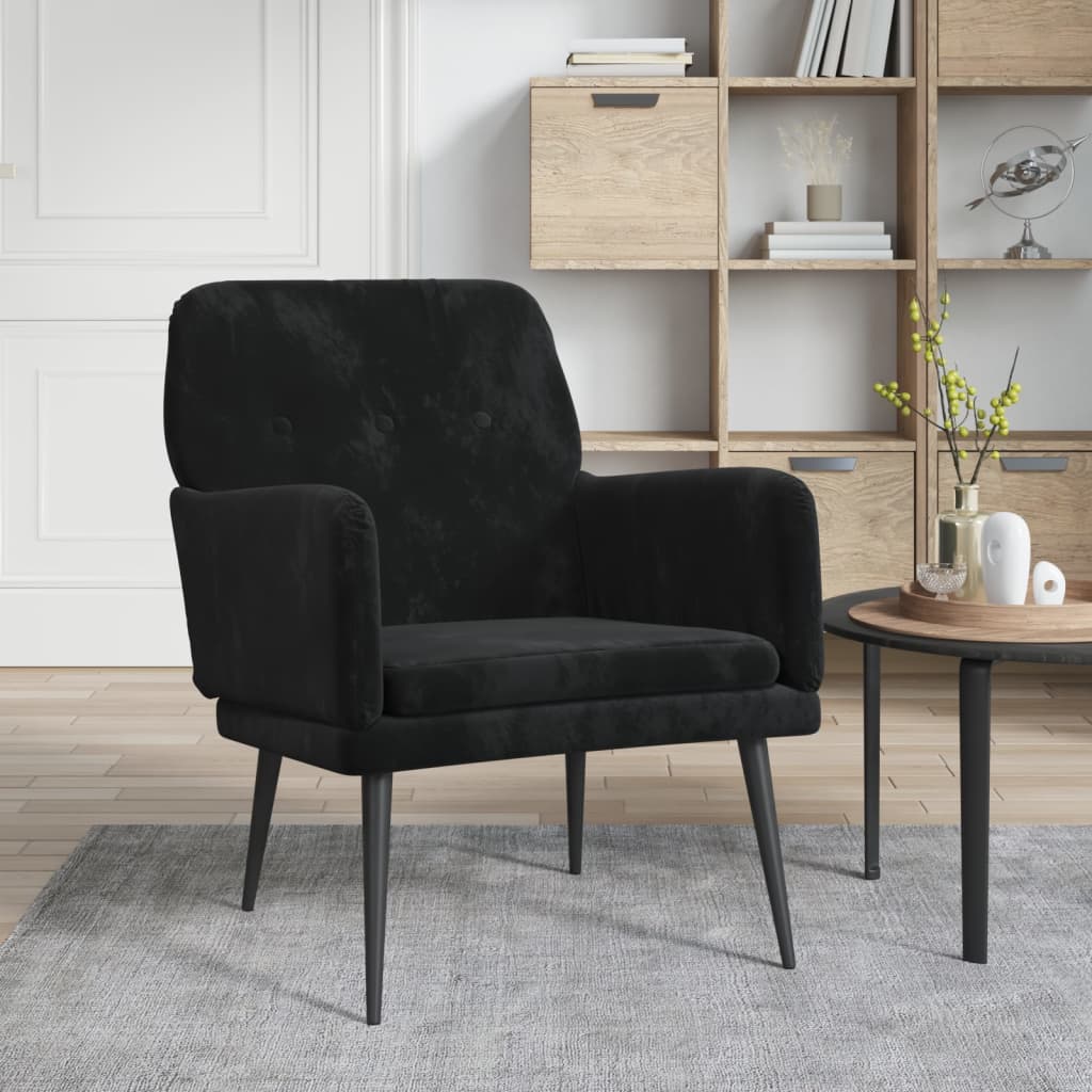 Fauteuil Noir 62x79x79 cm Velours - XIOS