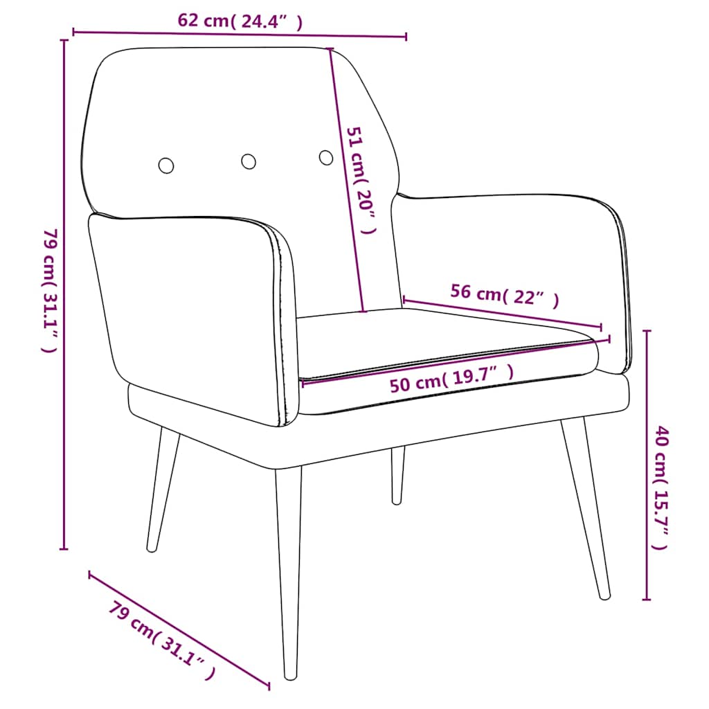 Fauteuil Jaune 62x79x79 cm Velours - XIOS