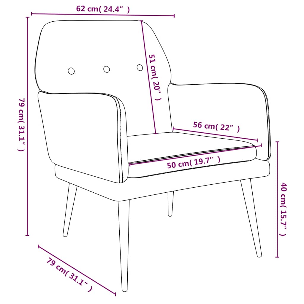 Fauteuil Bleu 62x79x79 cm Velours - XIOS