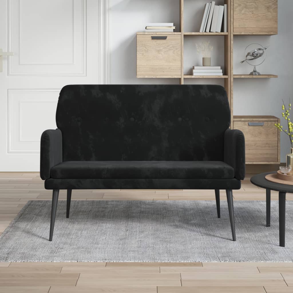 Banc Noir 108x79x79 cm Velours - XIOS