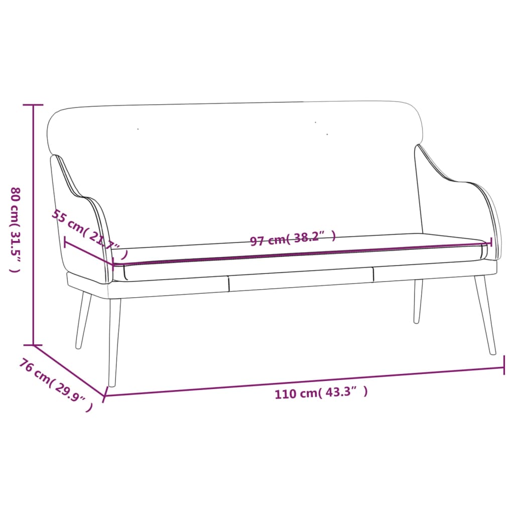 Banc Noir 110x76x80 cm Similicuir - XIOS