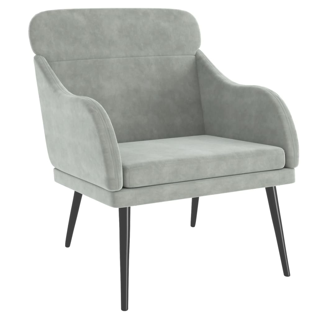 Fauteuil Gris clair 63x76x80 cm Velours - XIOS