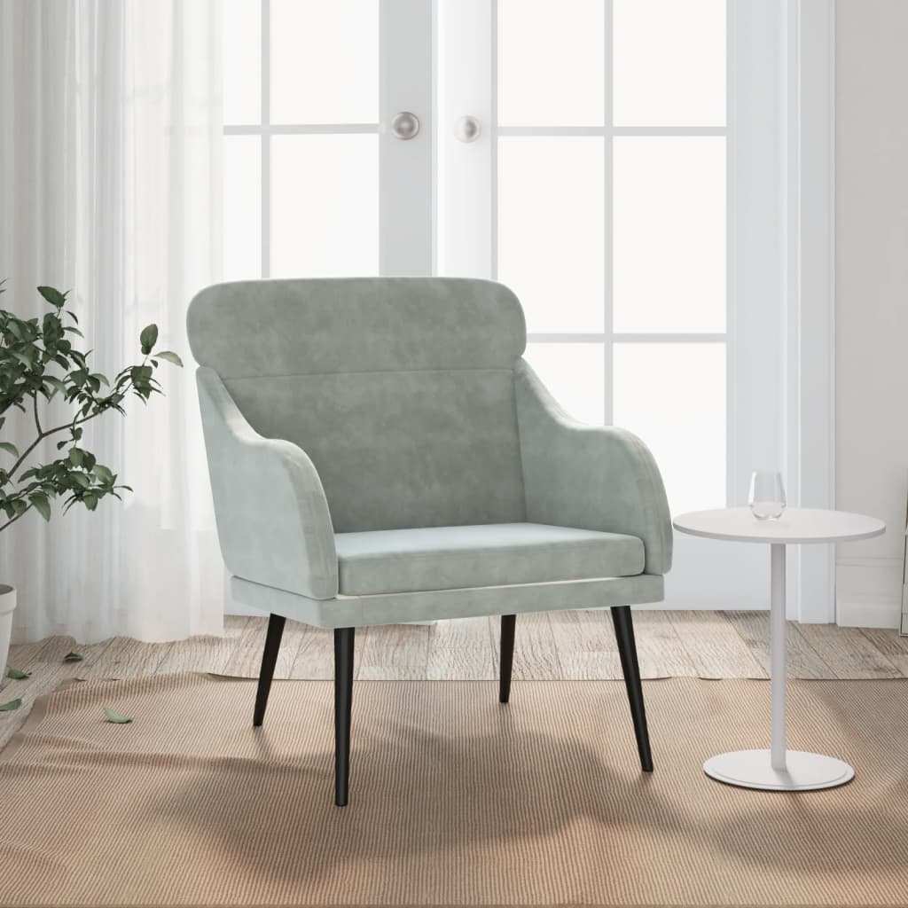 Fauteuil Gris clair 63x76x80 cm Velours - XIOS