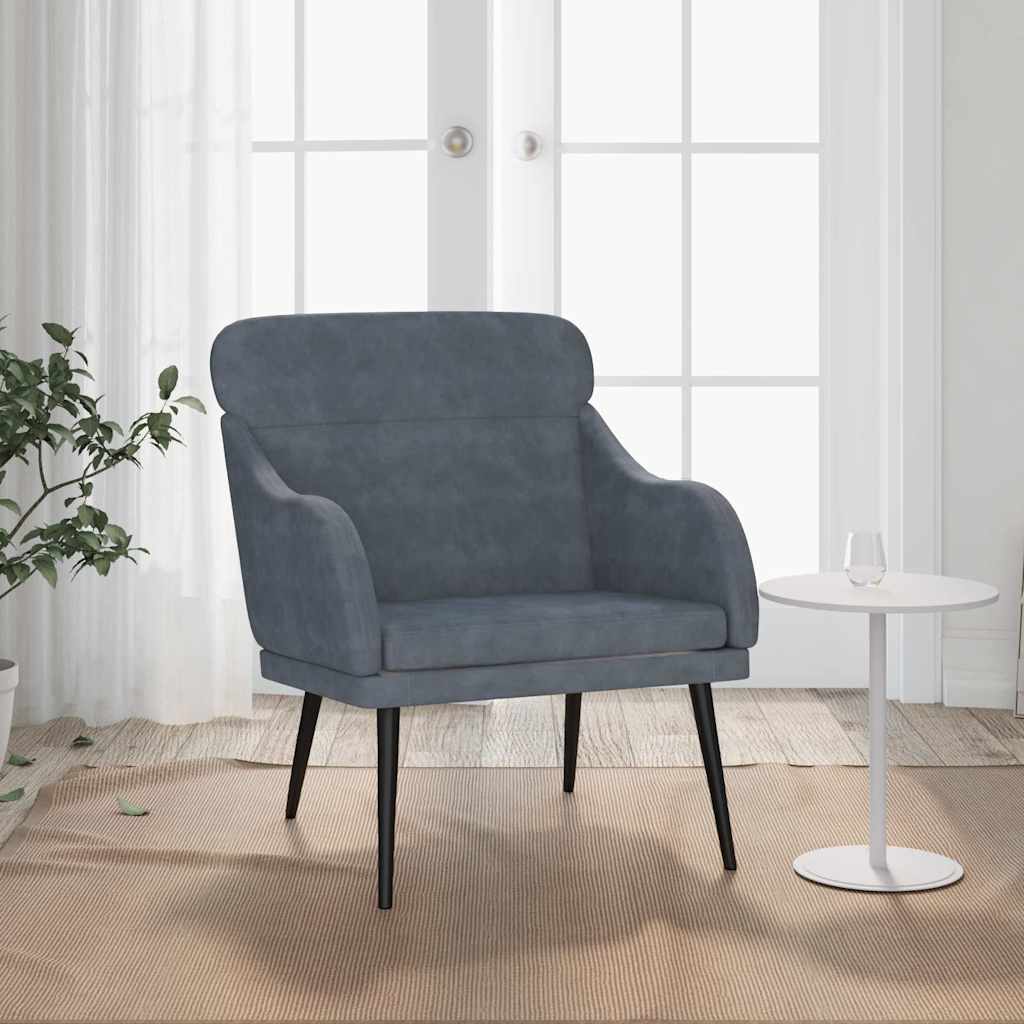Fauteuil Gris foncé 63x76x80 cm Velours - XIOS
