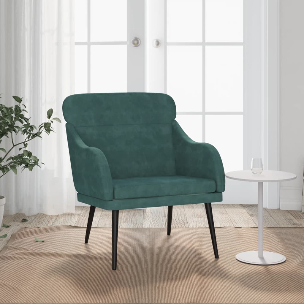Fauteuil Vert foncé 63x76x80 cm Velours - XIOS