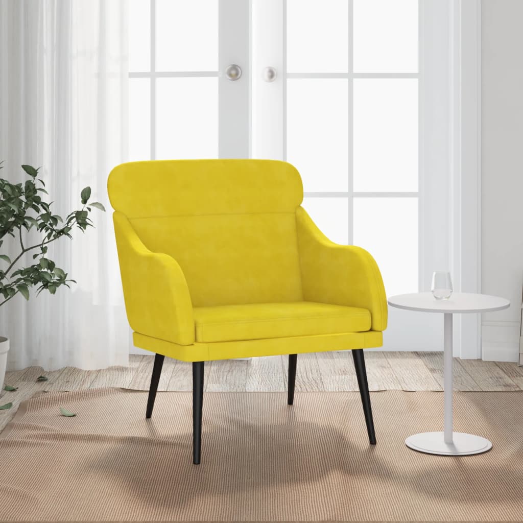 Fauteuil Jaune 63x76x80 cm Velours - XIOS