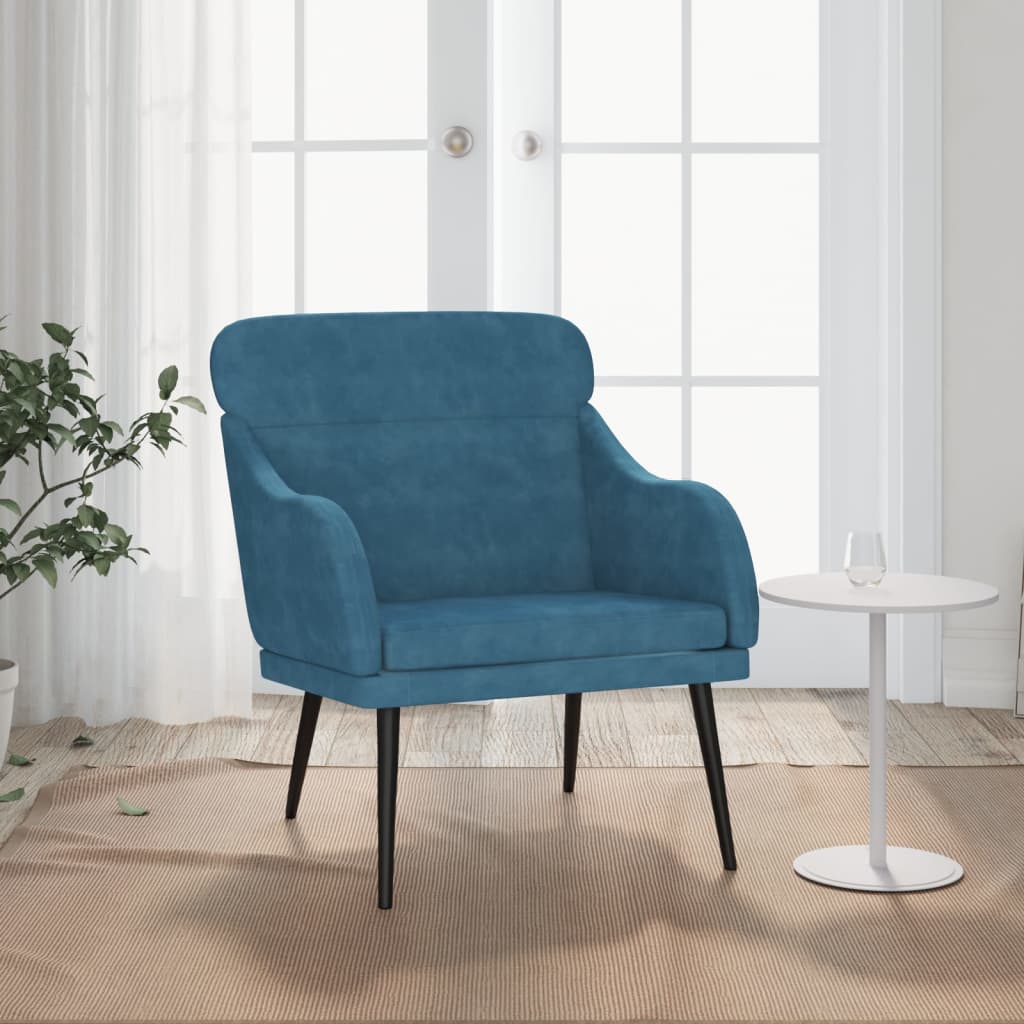 Fauteuil Bleu 63x76x80 cm Velours - XIOS