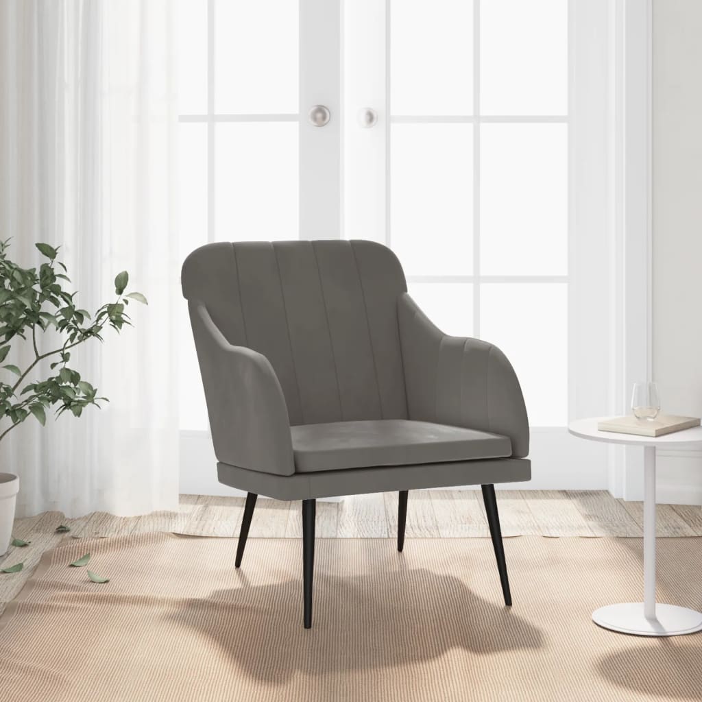 Fauteuil Gris foncé 63x76x80 cm Velours - XIOS