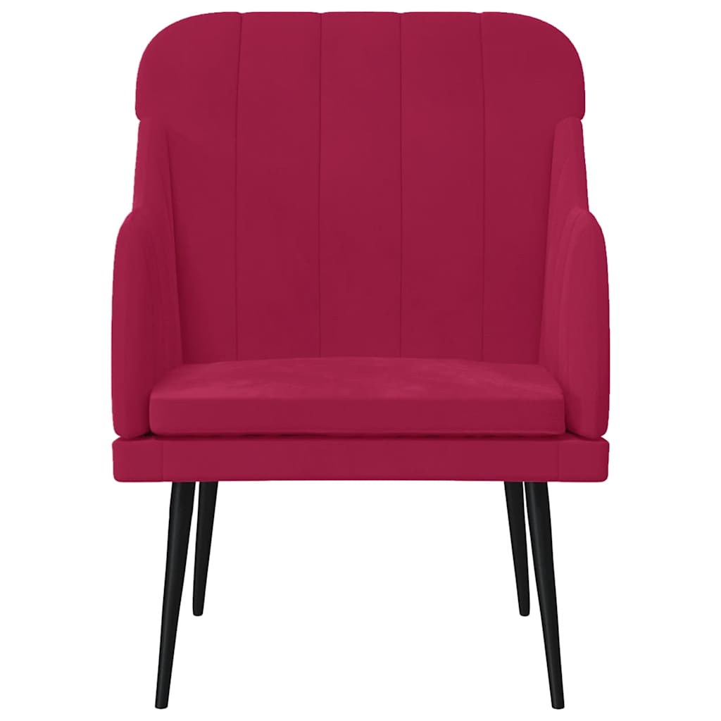 Fauteuil Rouge bordeaux 63x76x80 cm Velours - XIOS