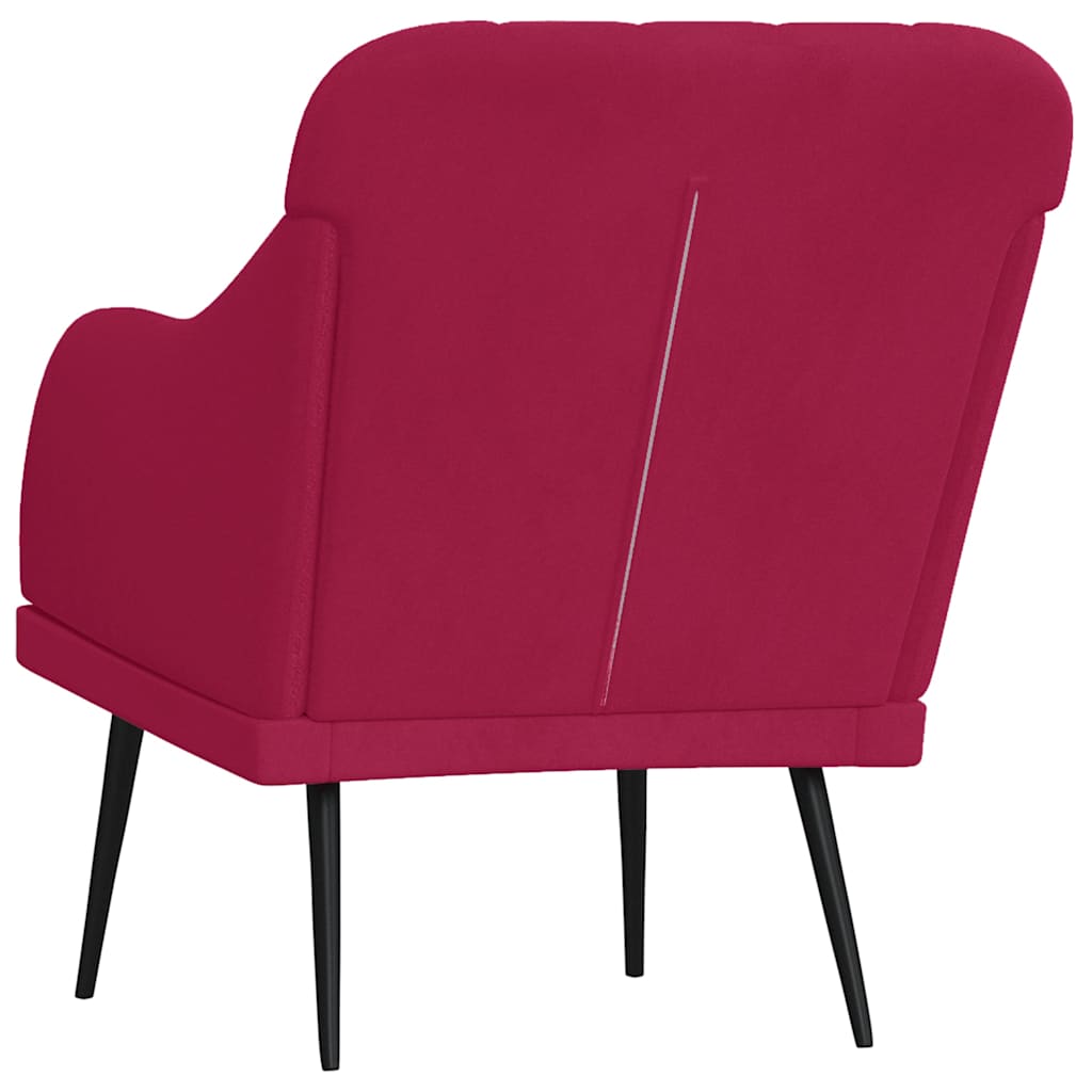 Fauteuil Rouge bordeaux 63x76x80 cm Velours - XIOS