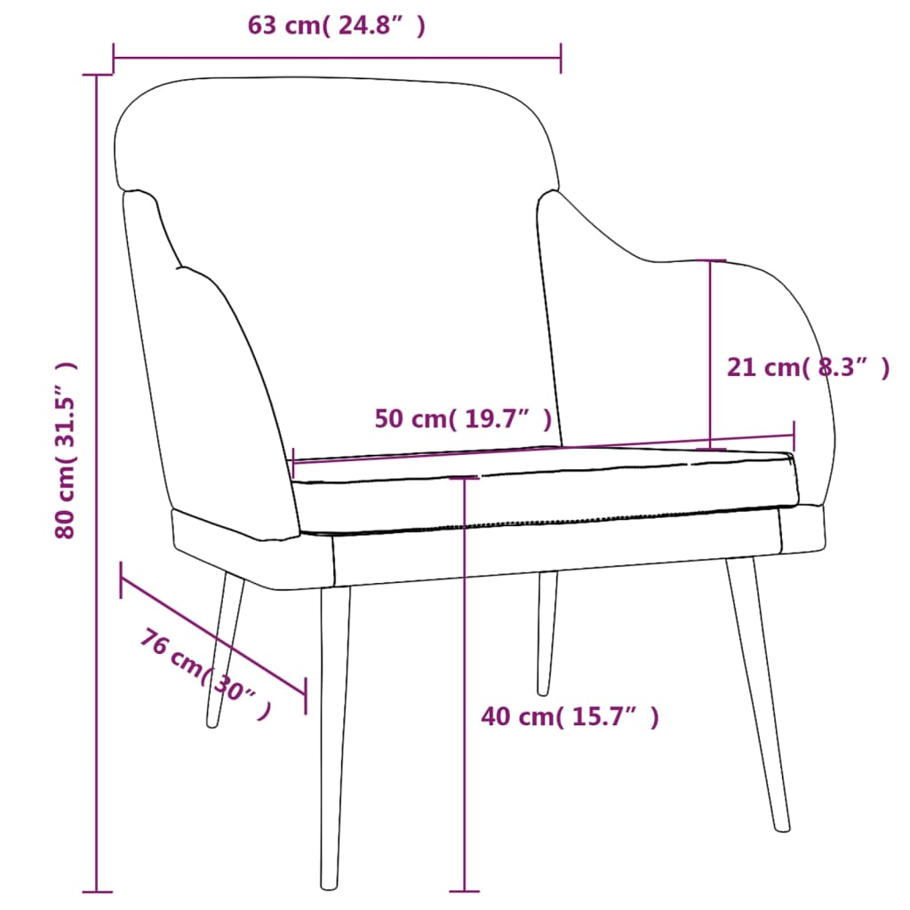 Fauteuil Noir 63x76x80 cm Velours - XIOS