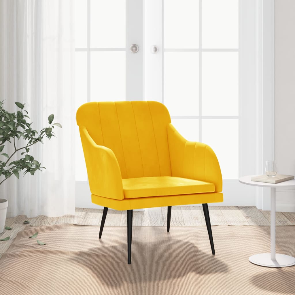 Fauteuil Jaune 63x76x80 cm Velours - XIOS