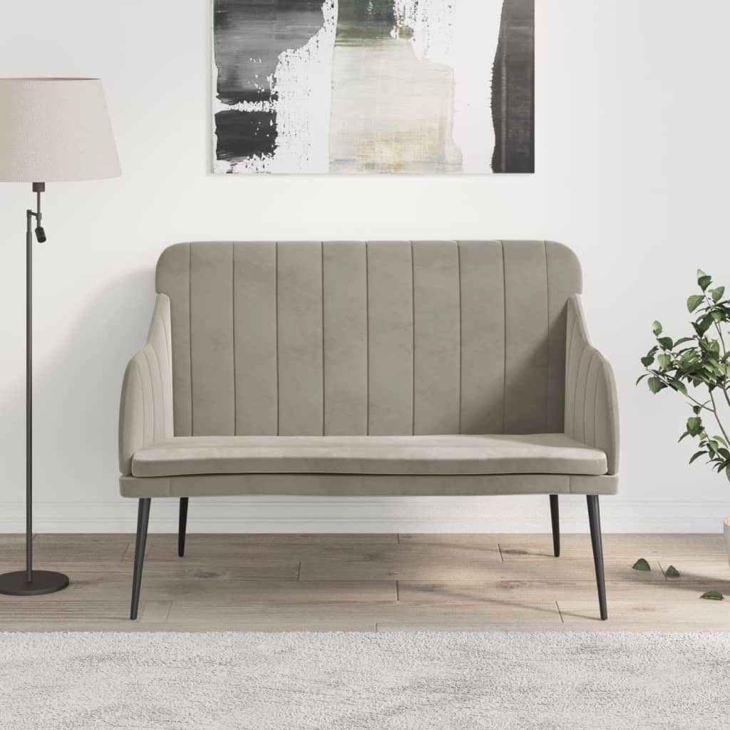 Banc Gris clair 110x76x80 cm Velours - XIOS