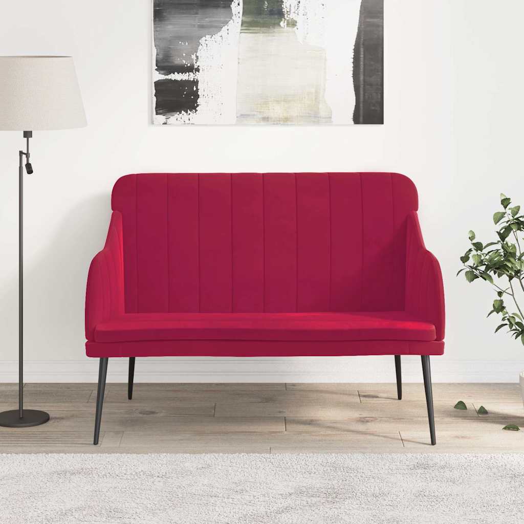 Banc Rouge bordeaux 110x76x80 cm Velours - XIOS