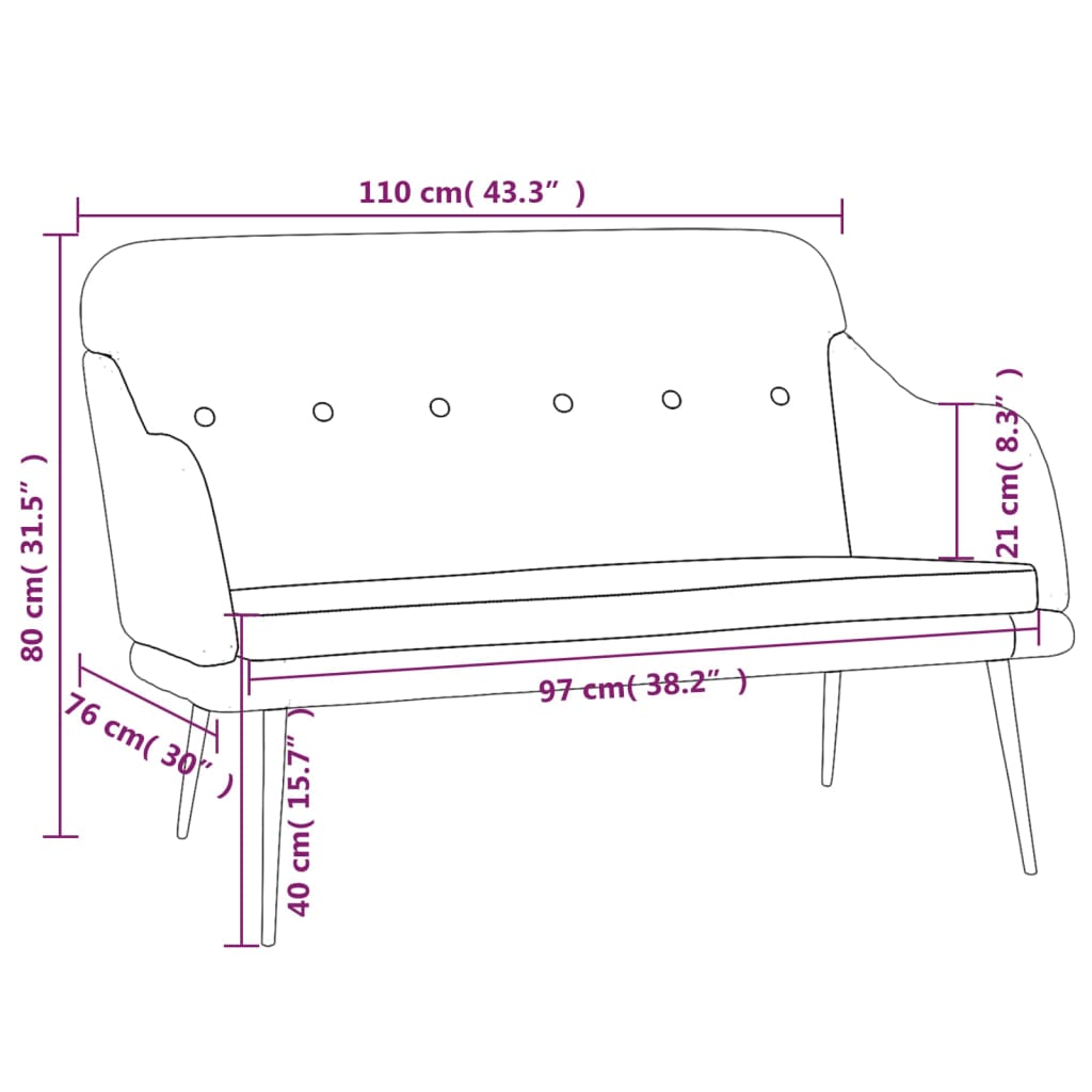Banc Vert foncé 110x76x80 cm Tissu - XIOS