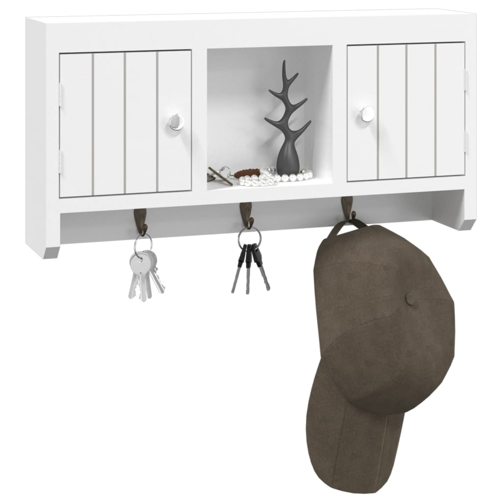 Armoire à clés Blanc 40x8,5x20 cm Bois d'ingénierie et acier - XIOS