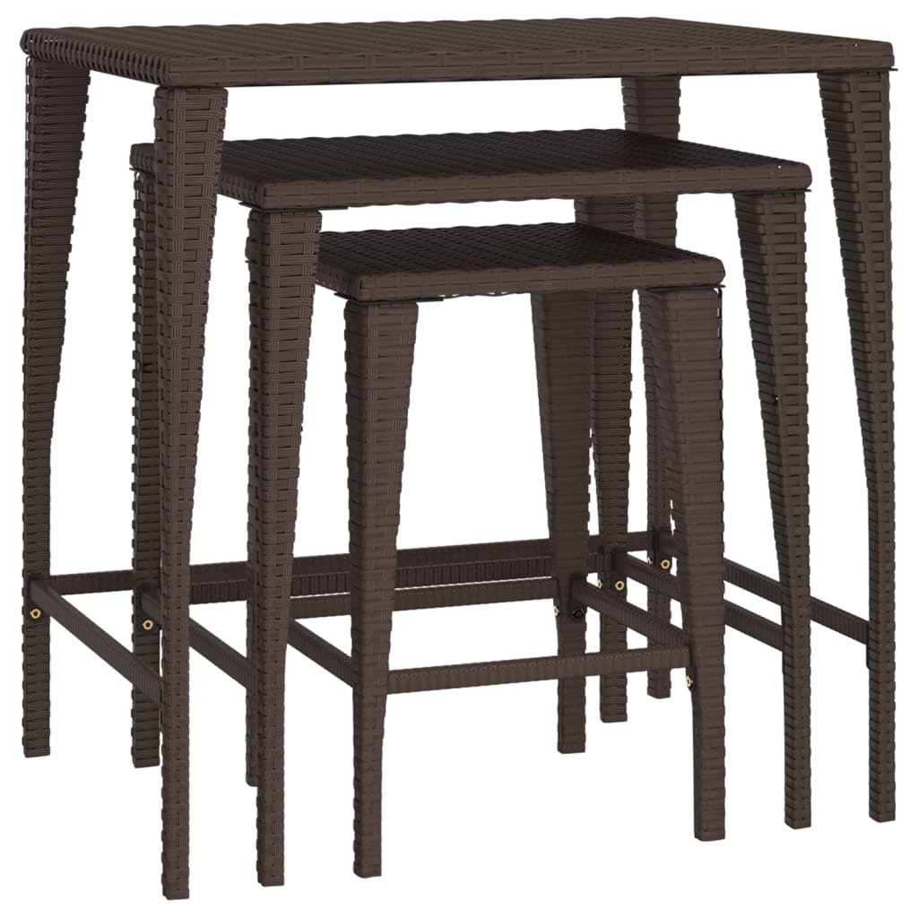 Tables gigognes 3 pcs marron résine tressée - XIOS