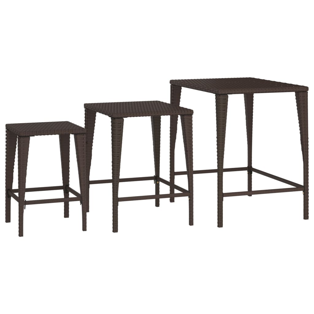 Tables gigognes 3 pcs marron résine tressée - XIOS