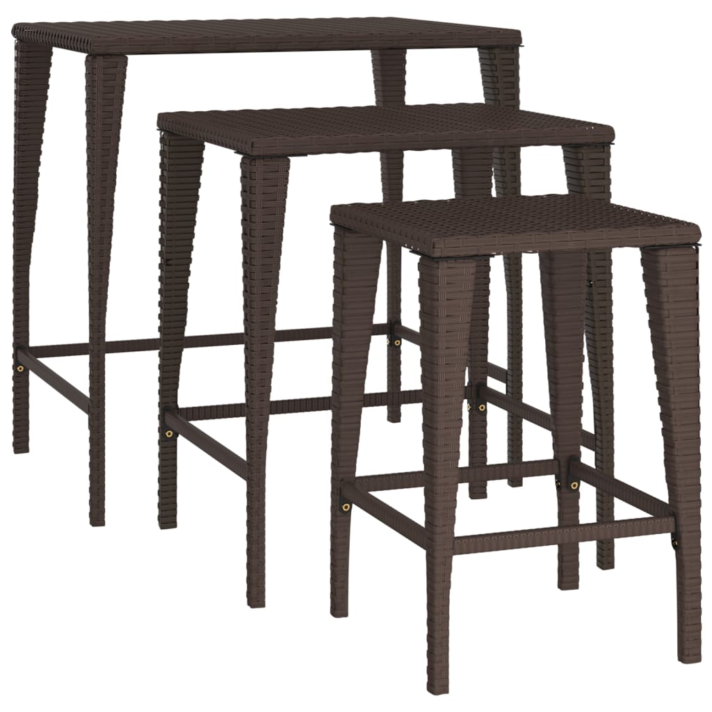 Tables gigognes 3 pcs marron résine tressée - XIOS