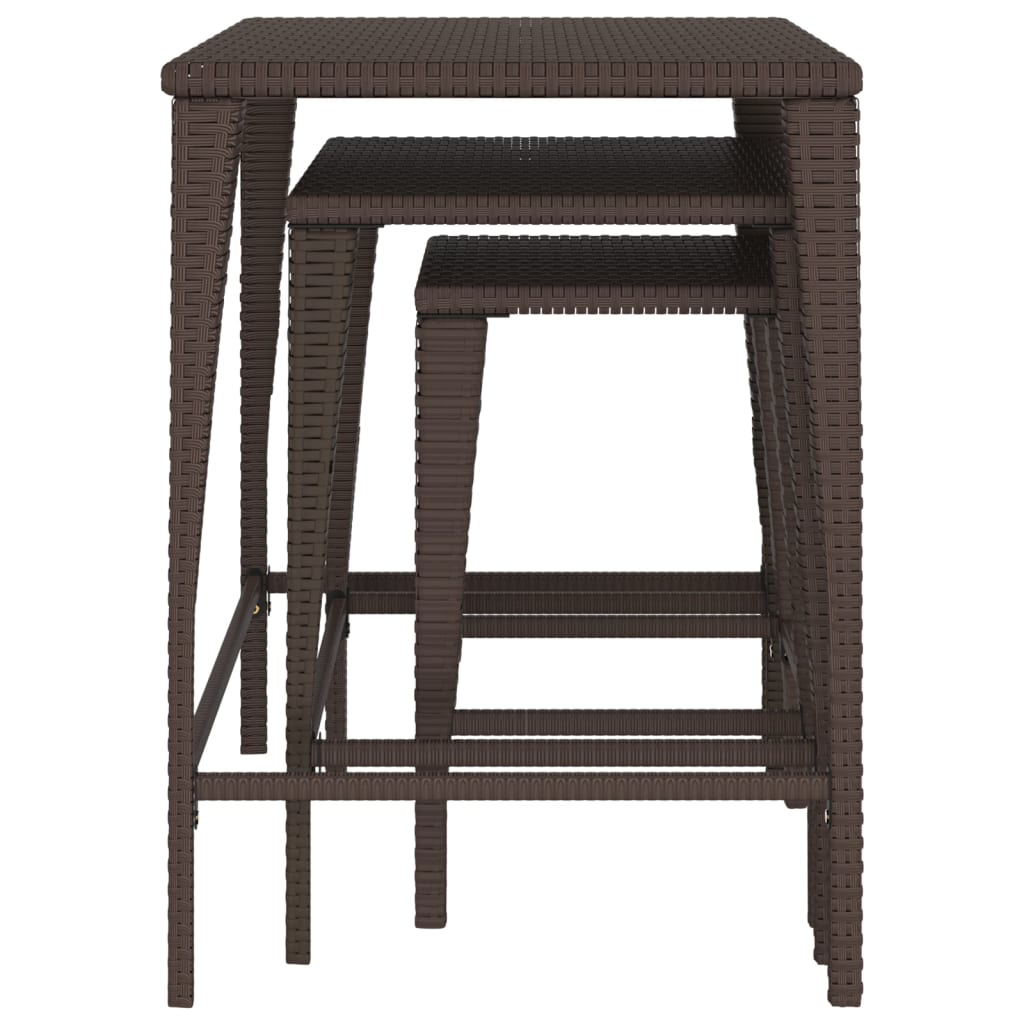 Tables gigognes 3 pcs marron résine tressée - XIOS