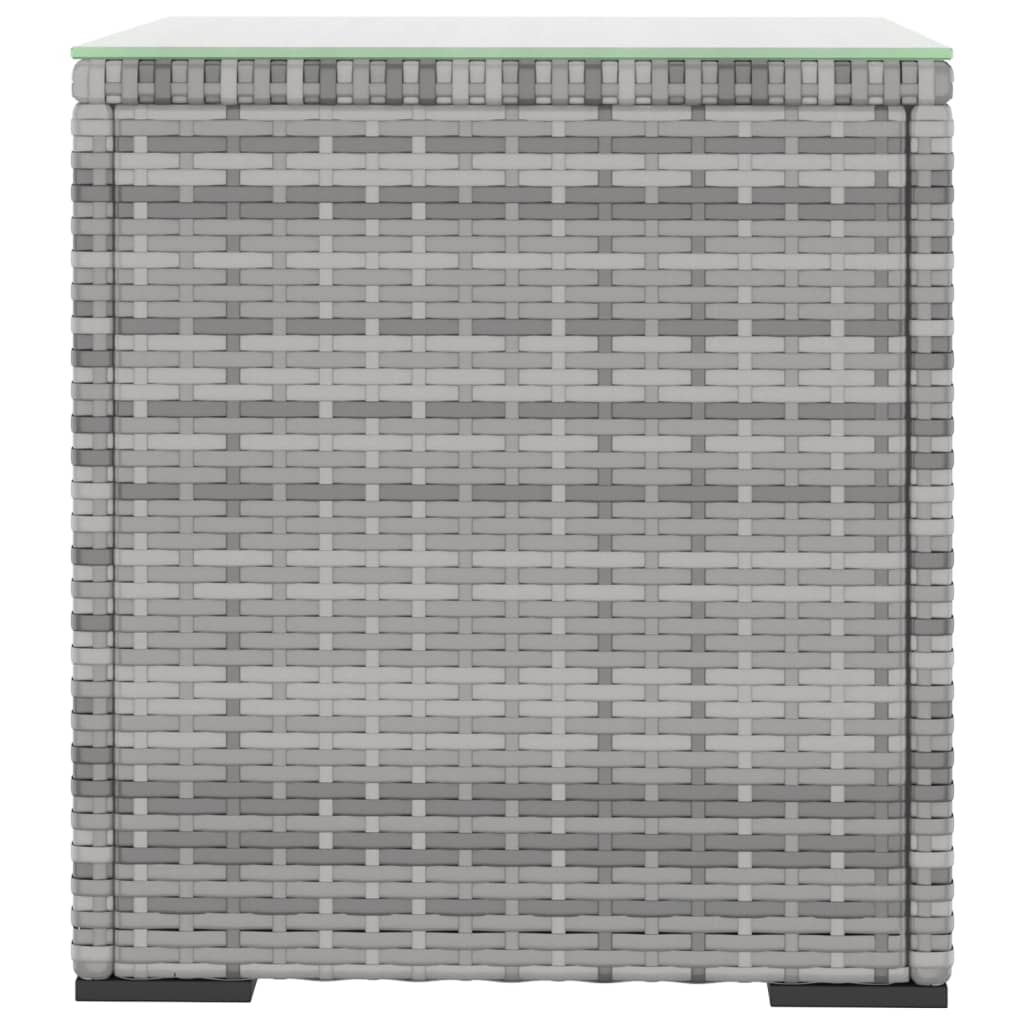 Table d'appoint gris 40x37x40,5 cm poly rotin et verre trempé - XIOS