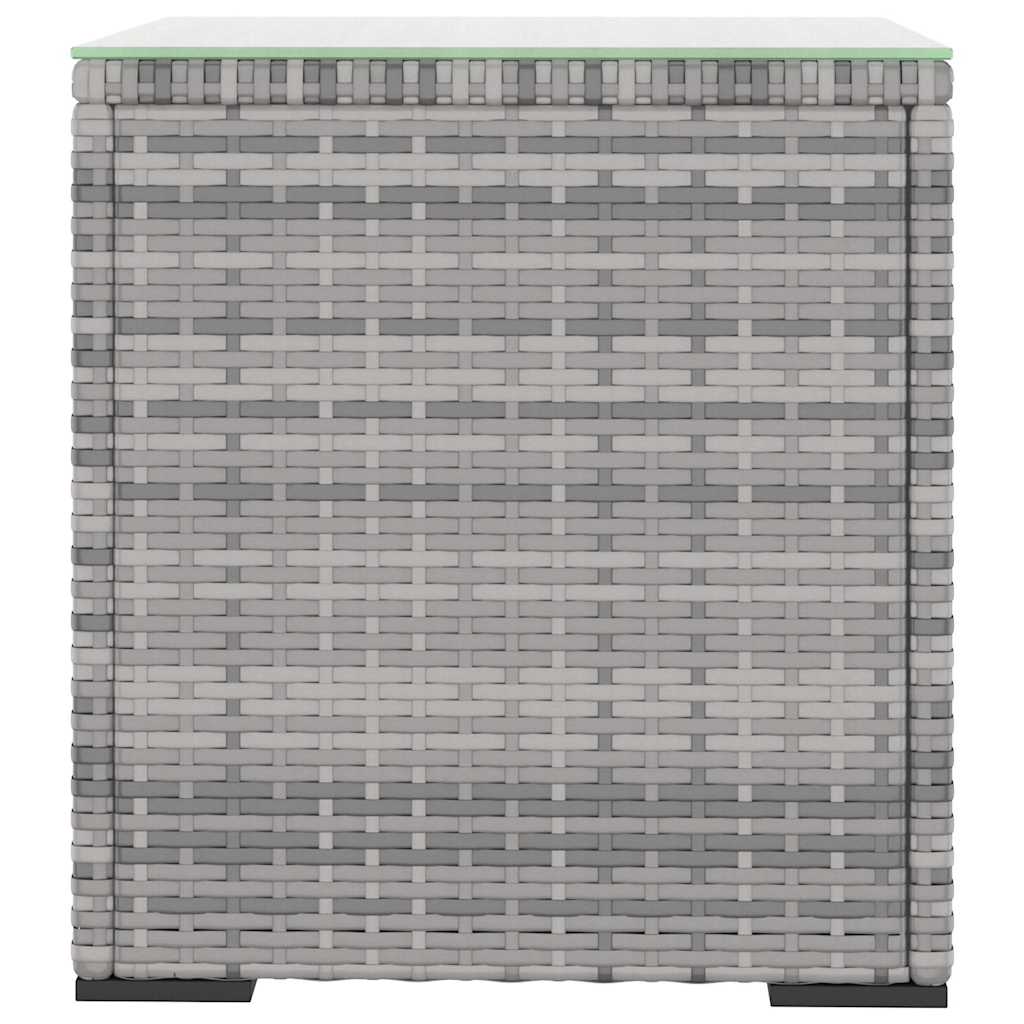 Table d'appoint gris 40x37x40,5 cm poly rotin et verre trempé - XIOS