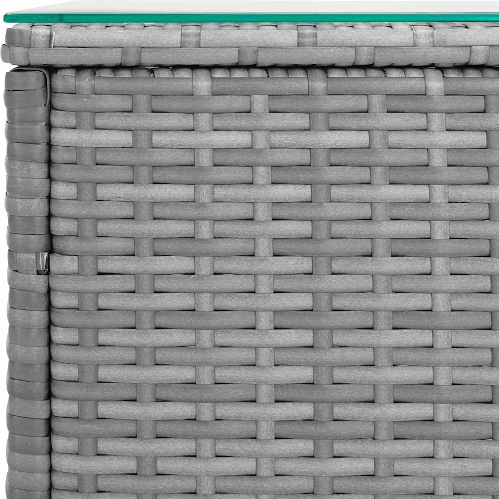 Table d'appoint gris 40x37x40,5 cm poly rotin et verre trempé - XIOS
