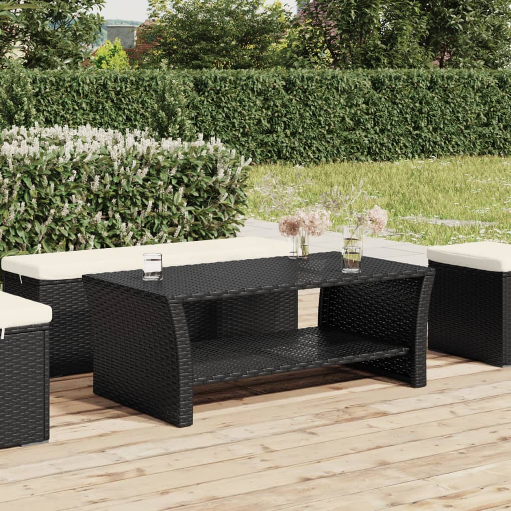 Table basse noir 100x50x40 cm résine tressée - XIOS