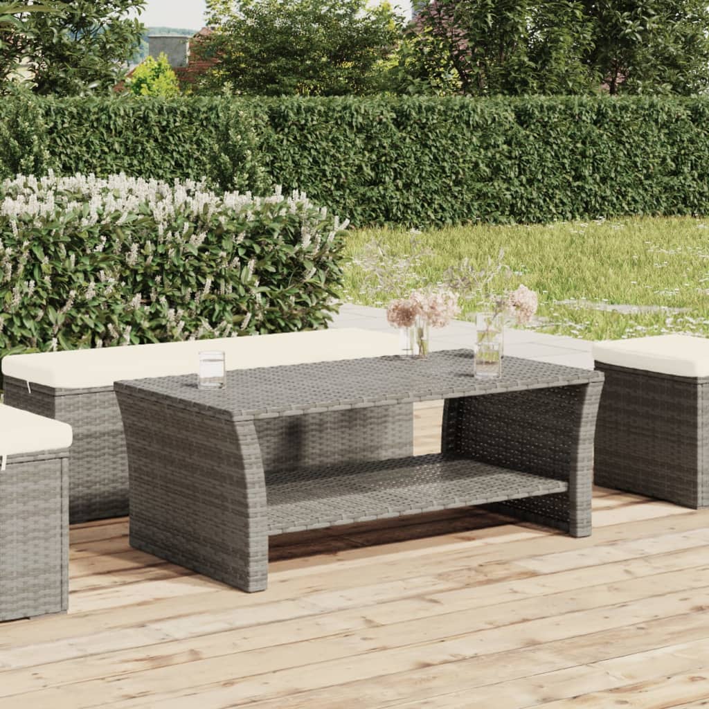 Table basse gris 100x50x40 cm résine tressée - XIOS