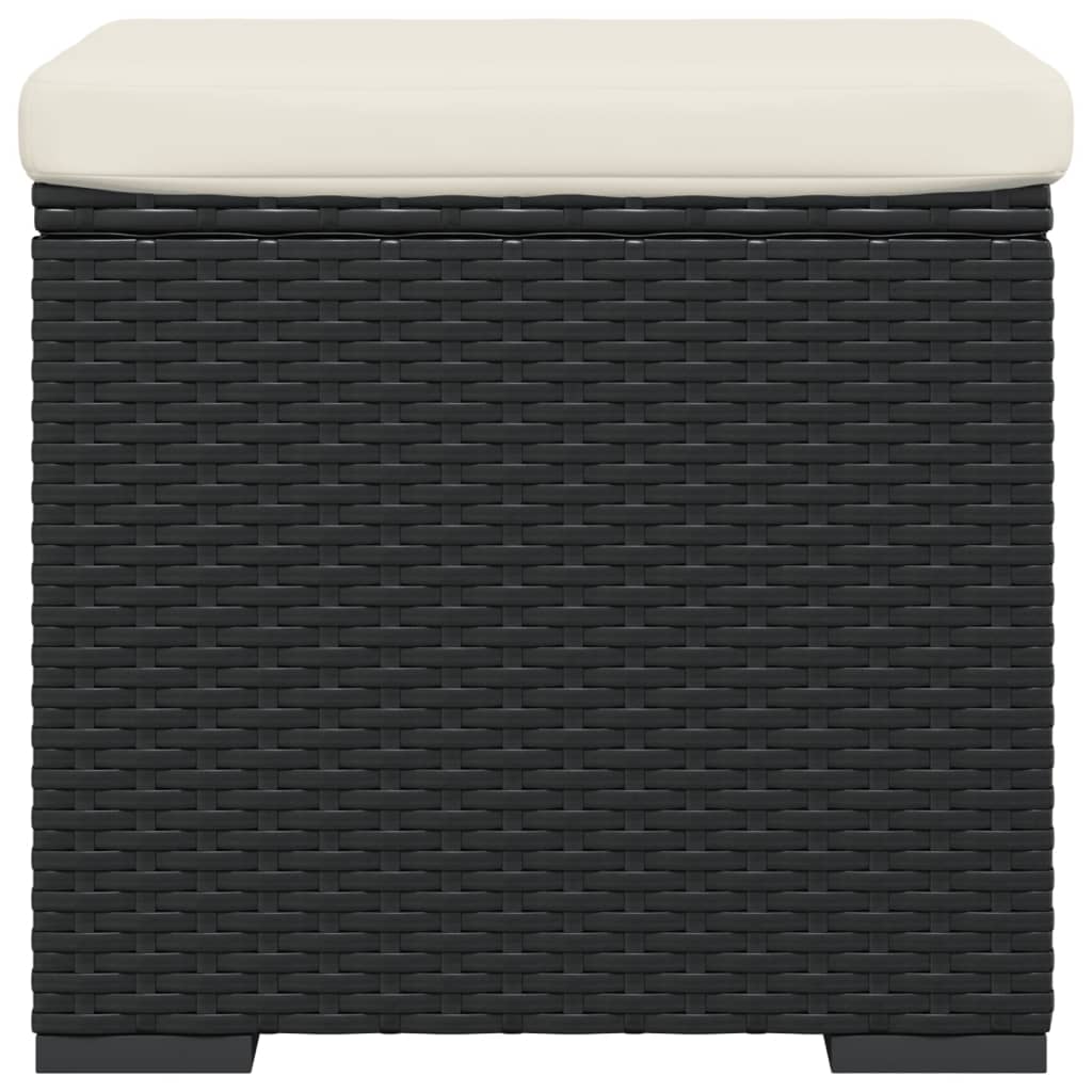 Poufs avec coussins lot de 2 noir 40x30x40 cm résine tressée - XIOS