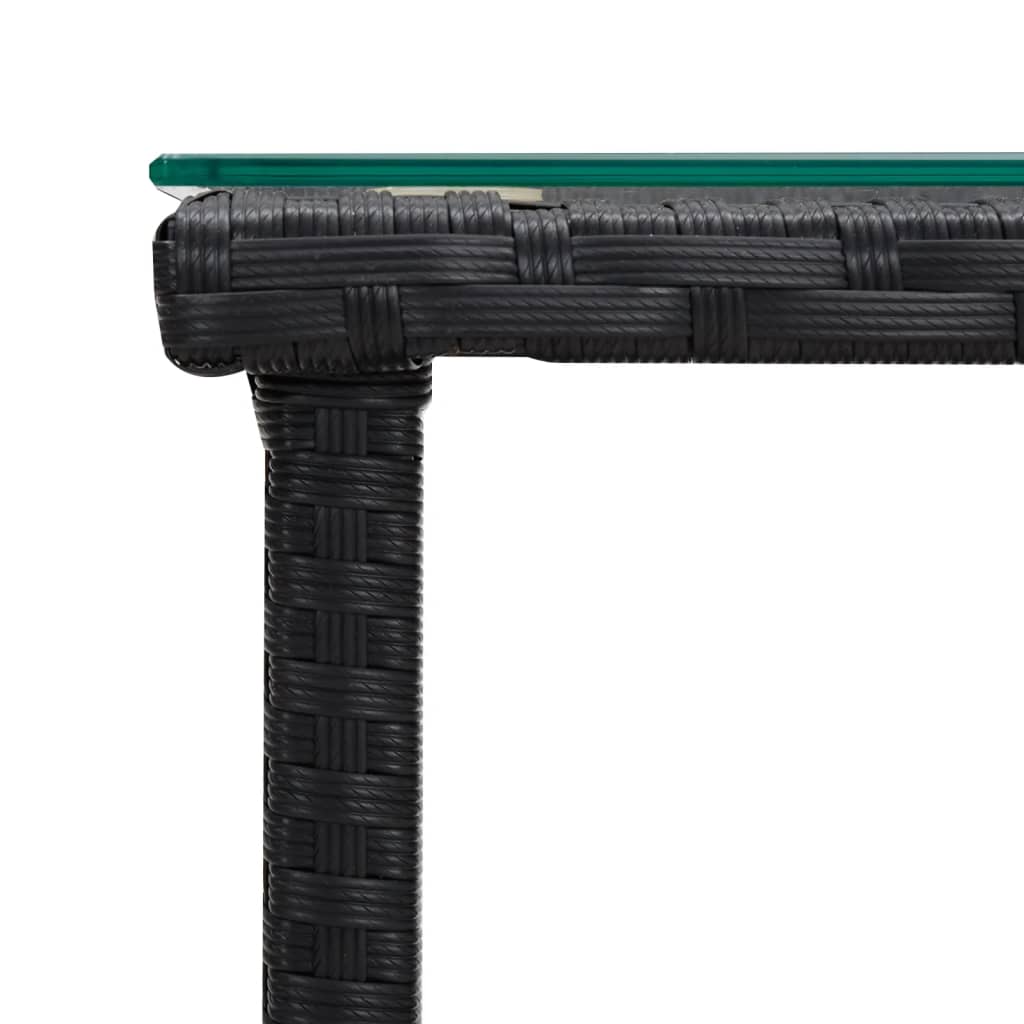 Table d'appoint noir 45x45x45 cm poly rotin et verre trempé - XIOS