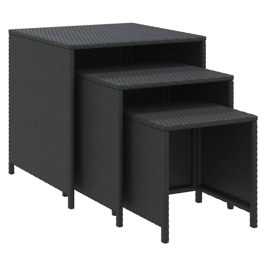Tables gigognes 3 pcs noir résine tressée - XIOS