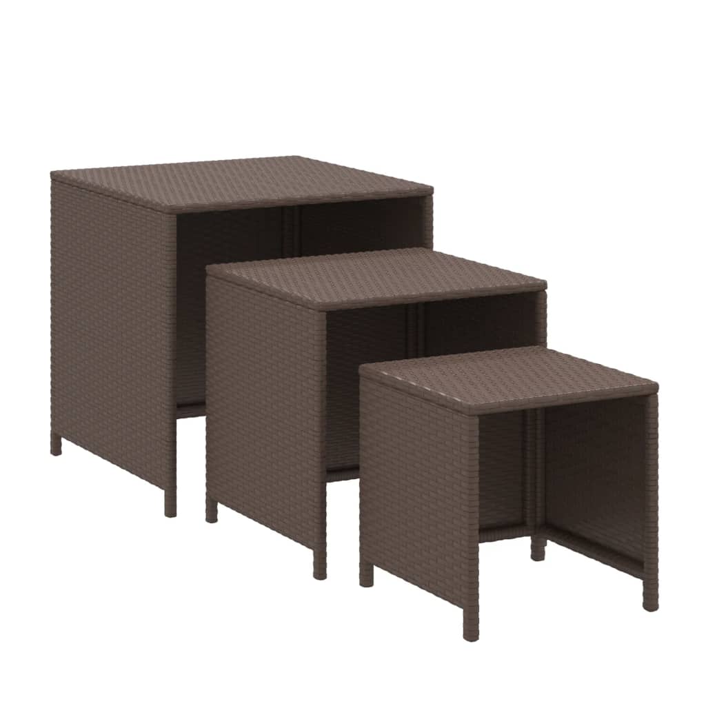 Tables gigognes 3 pcs marron résine tressée - XIOS