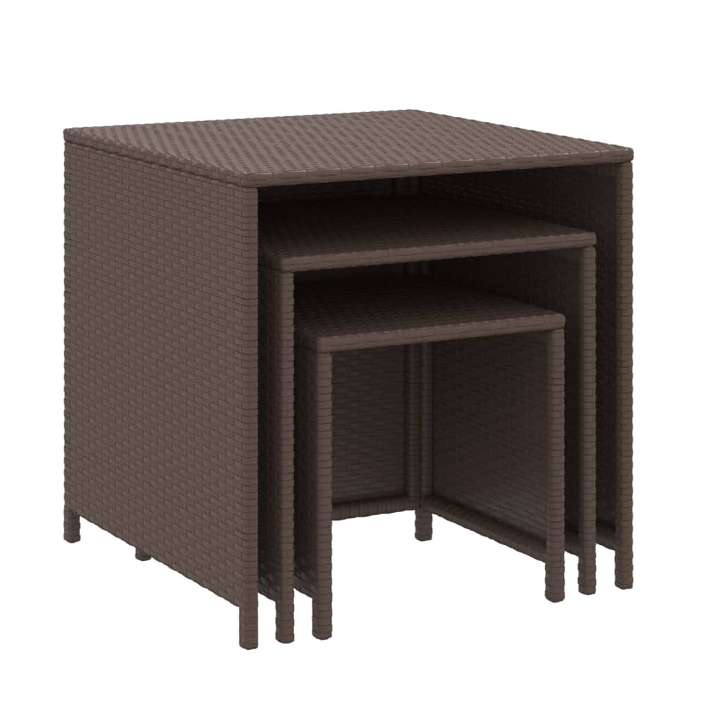 Tables gigognes 3 pcs marron résine tressée - XIOS