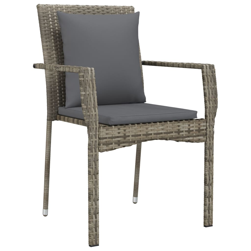 Chaises de jardin avec coussins lot de 2 Résine tressée Gris