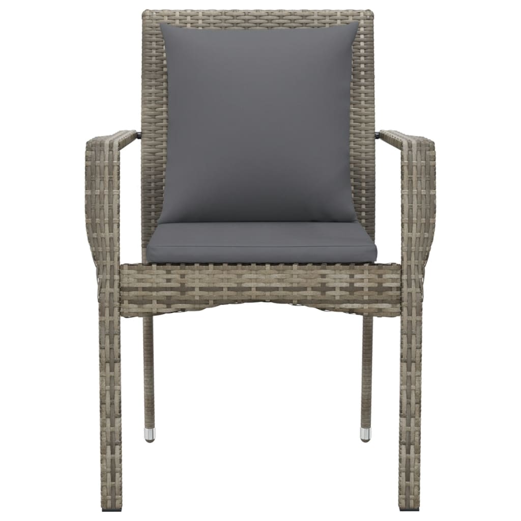 Chaises de jardin avec coussins lot de 4 Résine tressée Gris