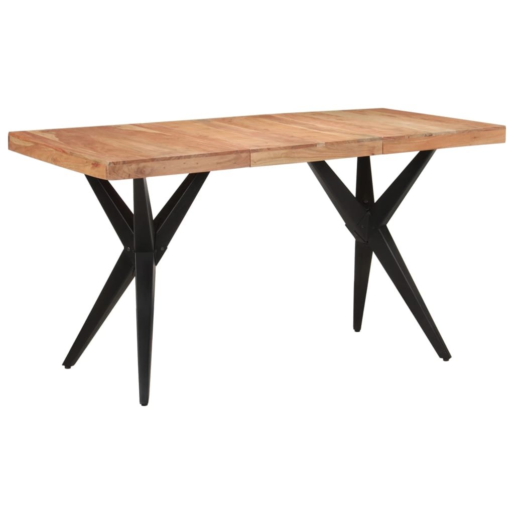 Table à dîner noir 140x70x76 cm bois d'acacia solide - XIOS