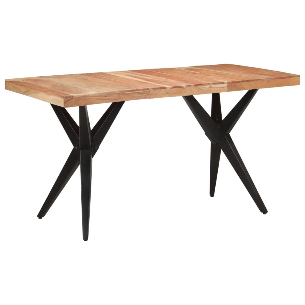 Table à dîner noir 140x70x76 cm bois d'acacia solide