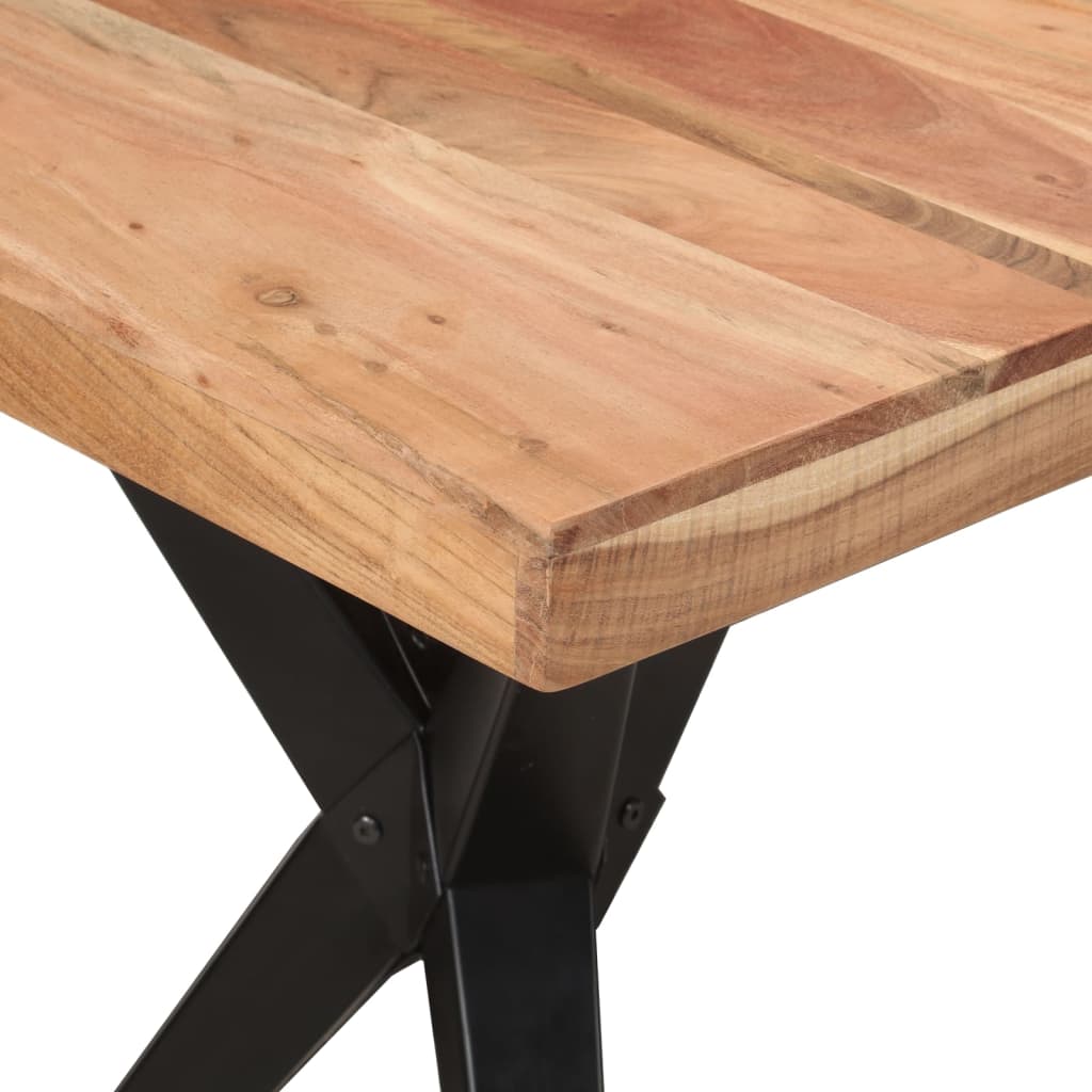 Table à dîner noir 140x70x76 cm bois d'acacia solide