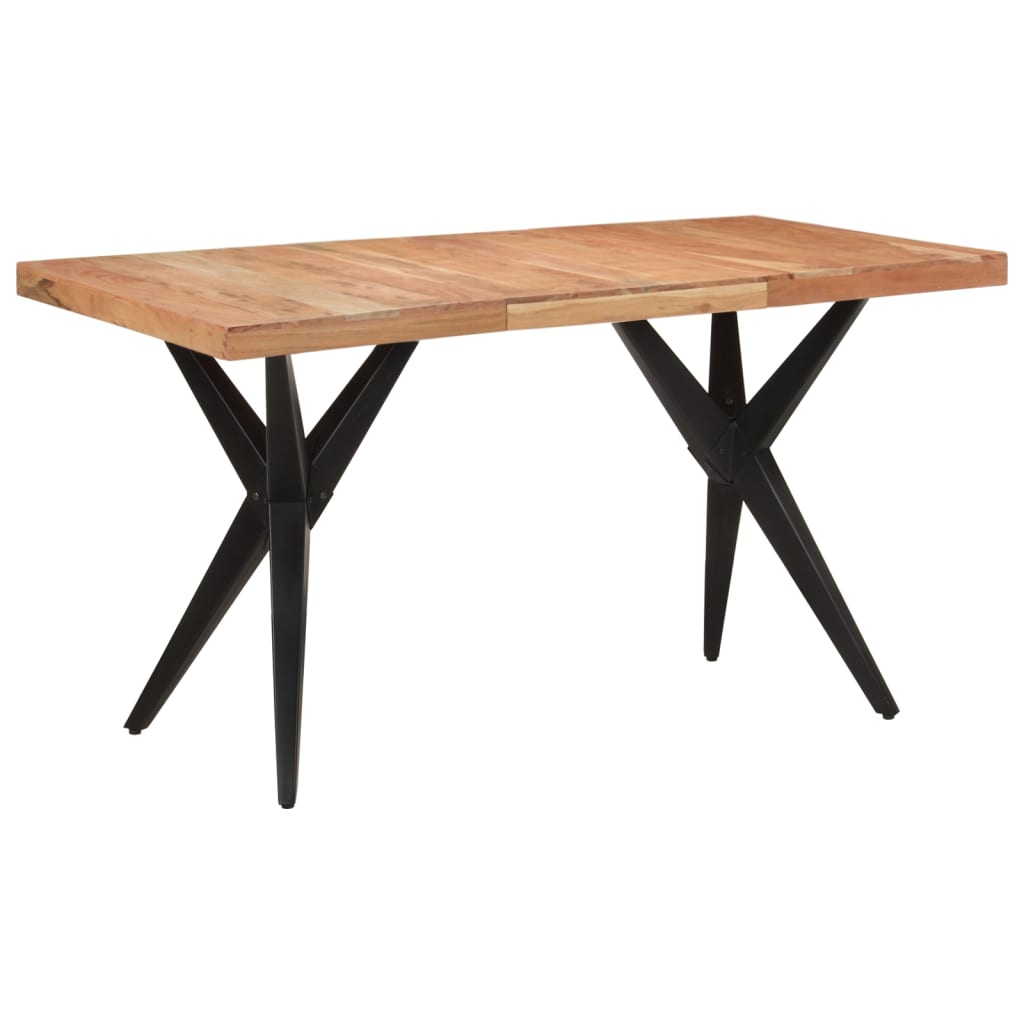 Table à dîner noir 140x70x76 cm bois d'acacia solide