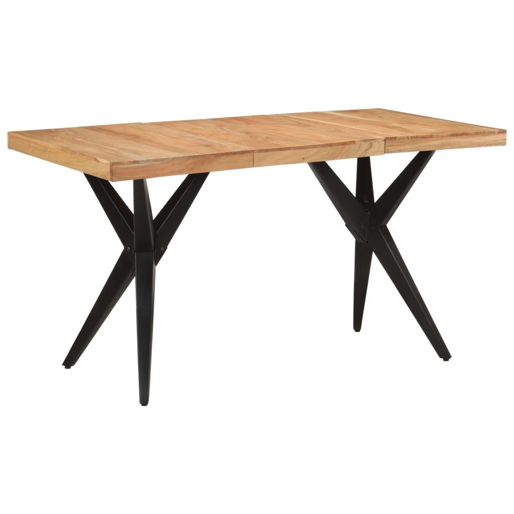 Table à dîner noir 140x70x76 cm bois d'acacia solide